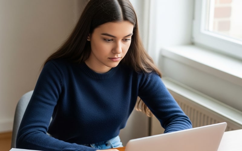 Georgia Real Estate Practice Exam a woman is studying for Georgia real estate exam by doing practice tests many times