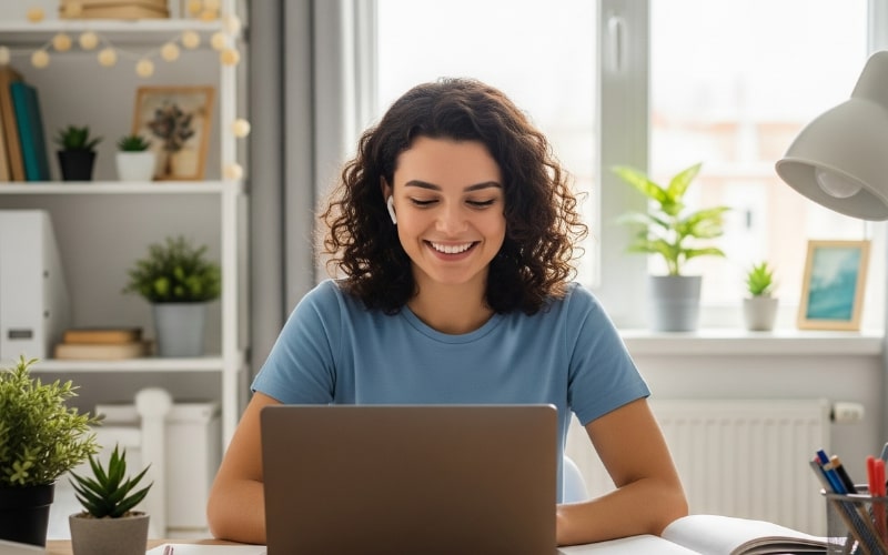 Kansas Real Estate Practice Exam a lady is relearning Kansas state real estate terms by doing free practice tests