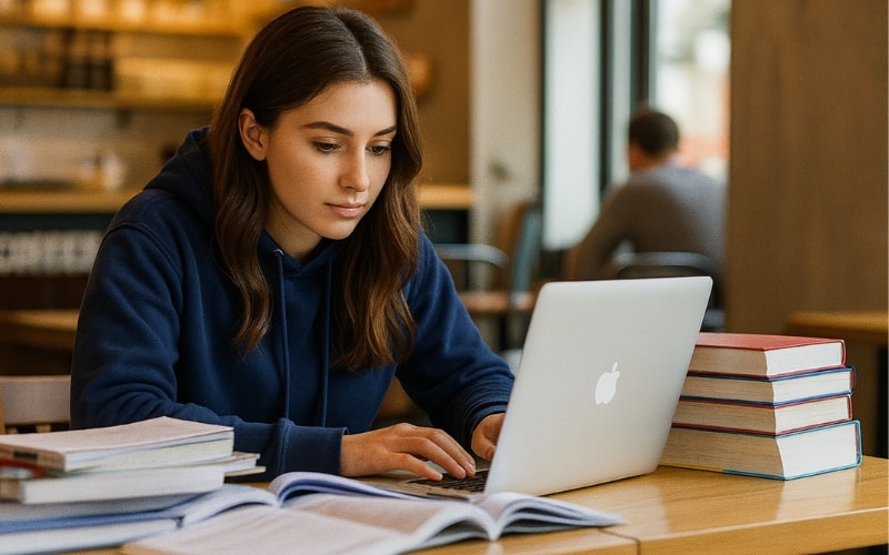 Virginia Real Estate Practice Exam young woman takes Virginia real estate practice exam diligently to get used to exam structure